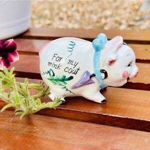 RARE VTG MCM Kitschy 1950’s Darling Piglet CoinBank “Saving For Mink Coat”